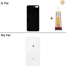 Arsking iPhone 8 Plus Gümüş Arka Kapak Arka Cam Batarya Kapağı Lazer Kesim Kapak Pil Kapağı + B-7000 Yapıştırıcı