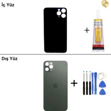 Arsking iPhone 11 Pro Yeşil Arka Kapak Arka Cam Batarya Kapağı Lazer Kesim Kapak Pil Kapağı + B-7000 Yapıştırıcı + Tamir Seti