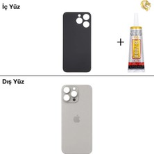 Arsking 15 Pro Max Titanyum Arka Kapak Arka Cam Batarya Kapağı Lazer Kesim Kapak Pil Kapağı + B-7000 Yapıştırıcı