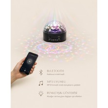 Bluetooth Hoparlörlü ve Kumandalı Sihirli Disko Topu - Mp3 Çalar Parti Lambası  9 Renk Efektli Kristal Disko Topu - Bluetooth ve USB Destekli Ses Duyarlı Parti Lamba  Uzaktan Kumandalı