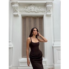Elinda Askılı Sırt Bağcık Detay Midi Elbise 221813