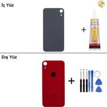 Arsking iPhone Xr Kırmızı Arka Kapak Arka Cam Batarya Kapağı Lazer Kesim Kapak Pil Kapağı + B-7000 Yapıştırıcı + Tamir Seti