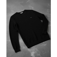 U.S. Polo Assn. Erkek Slim Fit Bisiklet Yaka Siyah Basic Kazak 50298282-VR046