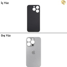 Arsking iPhone 15 Pro Naturel Titanyum Renk Arka Kapak Arka Cam Batarya Kapağı Lazer Kesim Kapak Pil Kapağı