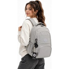 Bevitton 2000 Gri Su Geçirmez Kumaş Okul Çantası Unisex Okul Sırt Çantası