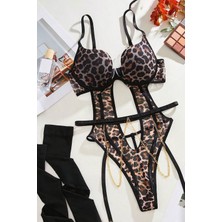 BMD Martina Pushup Fantezi Bodysuit - Leopar