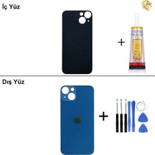 Arsking iPhone 13 Mavi Arka Kapak Arka Cam Batarya Kapağı Lazer Kesim Kapak Pil Kapağı + B-7000 Yapıştırıcı + Tamir Seti