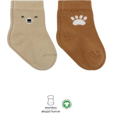 Belle Fusion Mey Ithalat®  Bear Penye Soket Çorap 2'li BS10116 Bej