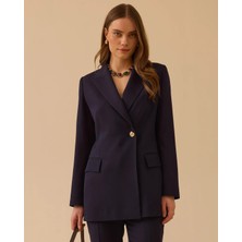 Seçil 1005 Tek Düğmeli Krevuze  Yaka Klasik  Blazer Ceket  #26#