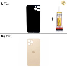 Arsking iPhone 11 Pro Altın Arka Kapak Arka Cam Batarya Kapağı Lazer Kesim Kapak Pil Kapağı + B-7000 Yapıştırıcı