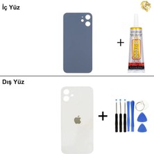 Arsking iPhone 12 Beyaz Arka Kapak Arka Cam Batarya Kapağı Lazer Kesim Kapak Pil Kapağı + B-7000 Yapıştırıcı + Tamir Seti