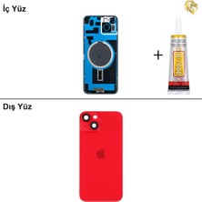 Arsking iPhone 14 Plus Kırmızı Arka Kapak Arka Cam Batarya Kapağı Lazer Kesim Kapak Pil Kapağı + B-7000 Yapıştırıcı