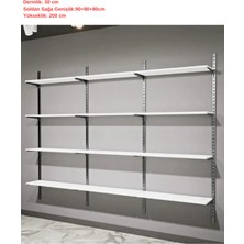 BölgeRaf 4 Katlı Duvara Monte Ahşap Raf & Konik Dikmeye Ahşap Raf 30X270X200CM