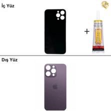 Arsking iPhone 14 Pro Max Mor Arka Kapak Arka Cam Batarya Kapağı Lazer Kesim Kapak Pil Kapağı + B-7000 Yapıştırıcı