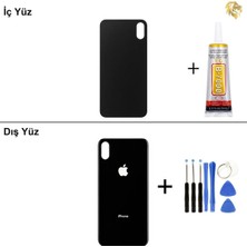 Arsking iPhone x Siyah Arka Kapak Arka Cam Batarya Kapağı Lazer Kesim Kapak Pil Kapağı + B-7000 Yapıştırıcı + Tamir Seti