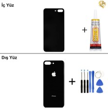 Arsking iPhone 8 Plus Uzay Grisi Arka Kapak Arka Cam Batarya Kapağı Lazer Kesim Kapak Pil Kapağı + B-7000 Yapıştırıcı + Tamir Seti