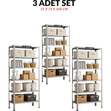 BölgeRaf Çelik Raf 6 Katlı 3 Adet 31X93X200 Raf Sistemleri, Depo Rafı, Arşiv Rafı, Kiler Rafı, Çok Amaçlı Raf