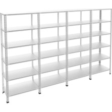 BölgeRaf 5 Katlı 4'lü Galvaniz Çelik Raf - Depo, Arşiv, Kiler, Dosya, Market Rafı 31X75 CM-200 Cm-0.70 mm