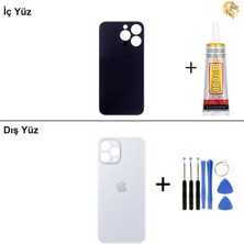 Arsking iPhone 13 Pro Gümüş Arka Kapak Arka Cam Batarya Kapağı Lazer Kesim Kapak Pil Kapağı + B-7000 Yapıştırıcı + Tamir Seti