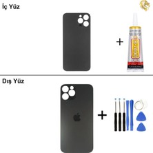 Arsking iPhone 12 Pro Max Grafit Arka Kapak Arka Cam Batarya Kapağı Lazer Kesim Kapak Pil Kapağı + B-7000 Yapıştırıcı + Tamir Seti