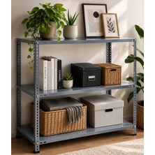 BölgeRaf 3 Katlı Galvaniz Çelik Raf - Depo, Arşiv, Kiler, Dosya, Market Rafı 43X93X150 cm