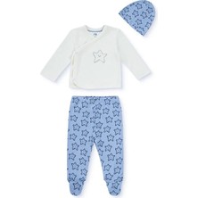 TeknoKapsül Mothercare Erkek Bebek Zıbın-Şapka-Alt Hayvan Baskılı Çıtçıtlı V Yaka Long Sleeve Patikli