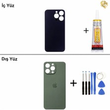 Arsking iPhone 13 Pro Yeşil Arka Kapak Arka Cam Batarya Kapağı Lazer Kesim Kapak Pil Kapağı + B-7000 Yapıştırıcı + Tamir Seti