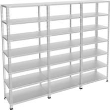 BölgeRaf 7 Katlı 3'lü Bitişik Galvaniz Çelik Raf - Depo, Arşiv, Kiler, Dosya, Market Rafı 31X75X200 cm
