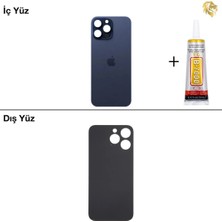 Arsking 15 Pro Max Mavi Arka Kapak Arka Cam Batarya Kapağı Lazer Kesim Kapak Pil Kapağı + B-7000 Yapıştırıcı
