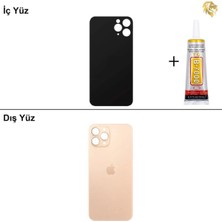 Arsking iPhone 11 Pro Max Altın Arka Kapak Arka Cam Batarya Kapağı Lazer Kesim Kapak Pil Kapağı + B-7000 Yapıştırıcı