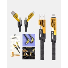 Belle Fusion Mey Ithalat® Usb-C Usb-A 4’ü 1 Arada Örgülü Kablo 65W Hızlı Şarj Metal Uç Dayanıklı