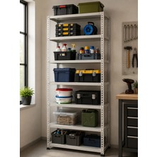 BölgeRaf 7 Katlı 31X60X250 cm Galvaniz Çelik Raf, Çok Amaçlı Kullanılabilen Dekor ve Depo, Market, Ofis Rafı