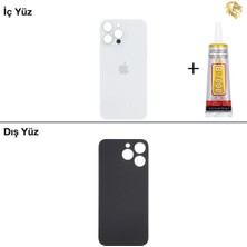 Arsking 15 Pro Max Beyaz Arka Kapak Arka Cam Batarya Kapağı Lazer Kesim Kapak Pil Kapağı + B-7000 Yapıştırıcı
