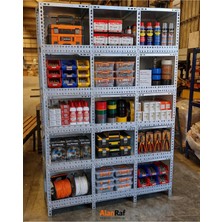 BölgeRaf Çelik Raf 5 Katlı 43X130X200 cm Hırdavat Rafı 15 Gözlü, Depo Rafı, Arşiv Rafı, Kiler Rafı