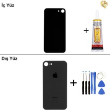 Arsking iPhone 8 Uzay Grisi Arka Kapak Arka Cam Batarya Kapağı Lazer Kesim Kapak Pil Kapağı + B-7000 Yapıştırıcı + Tamir Seti