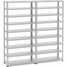 BölgeRaf 9 Katlı Duble Galvaniz Çelik Raf 43X93X250CM Depo, Arşiv, Kiler, Dosya, Market Rafı