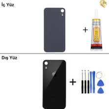 Arsking iPhone Xr Siyah Arka Kapak Arka Cam Batarya Kapağı Lazer Kesim Kapak Pil Kapağı + B-7000 Yapıştırıcı + Tamir Seti