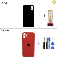 Arsking iPhone 12 Kırmızı Arka Kapak Arka Cam Batarya Kapağı Lazer Kesim Kapak Pil Kapağı + B-7000 Yapıştırıcı + Tamir Seti