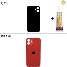 Arsking iPhone 12 Kırmızı Arka Kapak Arka Cam Batarya Kapağı Lazer Kesim Kapak Pil Kapağı + B-7000 Yapıştırıcı