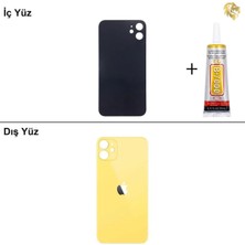 Arsking iPhone 11 Sarı Arka Kapak Arka Cam Batarya Kapağı Lazer Kesim Kapak Pil Kapağı + B-7000 Yapıştırıcı