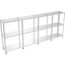 BölgeRaf 3 Katlı 4'lü Galvaniz Çelik Raf - Depo, Arşiv, Kiler, Dosya, Market Rafı 31X75X200CM