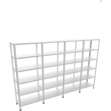 BölgeRaf 6 Katlı 4'lü Galvaniz Çelik Raf - Depo, Arşiv, Kiler, Dosya, Market Rafı 31X60 CM-200 Cm-0.70 mm