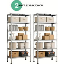 BölgeRaf Çelik Raf 6 Katlı 2 Adet 31X93X200 Raf Sistemleri, Depo Rafı, Arşiv Rafı, Kiler Rafı, Çok Amaçlı Raf