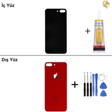 Arsking iPhone 8 Plus Kırmızı Arka Kapak Arka Cam Batarya Kapağı Lazer Kesim Kapak Pil Kapağı + B-7000 Yapıştırıcı + Tamir Seti