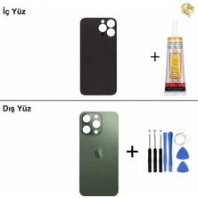 Arsking iPhone 13 Pro Max Yeşil Arka Kapak Arka Cam Batarya Kapağı Lazer Kesim Kapak Pil Kapağı + B-7000 Yapıştırıcı + Tamir Seti