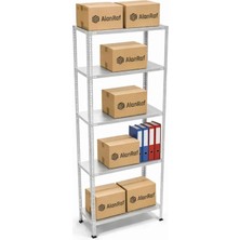 BölgeRaf 5 Katlı Galvaniz Çelik Raf - Depo, Arşiv, Kiler, Dosya, Market Rafı 31X75 CM-100 Cm-0.70 mm