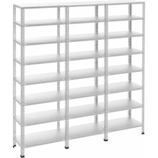 BölgeRaf 8 Katlı 3'lü Galvaniz Çelik Raf 31X60X200 cm Depo, Arşiv, Kiler, Dosya, Market Rafı