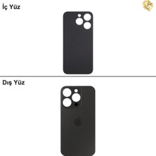 Arsking iPhone 15 Pro Siyah Renk Arka Kapak Arka Cam Batarya Kapağı Lazer Kesim Kapak Pil Kapağı