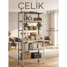 BölgeRaf Çelik Raf 6 Katlı 31X93X200 Dekoratif Raf Sistemleri, Depo Rafı, Arşiv Rafı, Kiler Rafı