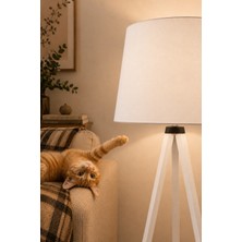 Vivido Home Mono Kumaş Beyaz Ahşap Lambader